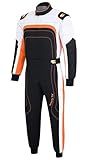 TK Velocity Adult Kart Suit/Race/Rally One Piece Cordura Racing Overall Karting Suit (Black Orange White, L)