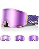 Odoland Photochromic Ski Goggles for Men Women Adult, Snow Snowboard Goggles with Pattern Strap for All Day Skiing Sports