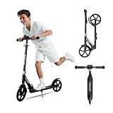Nattork Scooter for Kids 8-12, Teens and Adults- Adjustable Height Folding Kick Scooter with Large Sturdy Wheels for a Smooth Ride, Lightweight, Anti-Shock Suspension for Boys and Girls- Navy Blue