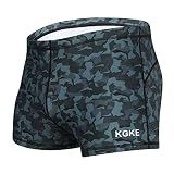KGKE Mens-Swim-Jammers Athletic-Swimwear Quick-Dry-Shorts Durable-Team-Swimsuits - Drawstring Competition Swimming UPF50+ (Grey Camo,2XL)