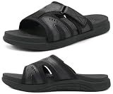 COFACE Mens Sport Recovery Sandals Plantar Fasciitis Soft Cushion Lightweight Orthotic Slides for Men AllBlack Size 10.5