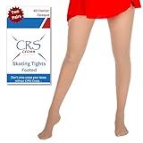 CRS Cross Skating Tights. 2 Pair of Footed Opaque Figure Skate Tights. Sheer 40 Denier Performance. Figure Skate Competitions, Ice Skating Practice, and Dance. (Women Small Light Tan)