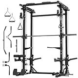 Major Fitness Drone3 Smith Machine, All-in-One Home Gym Power Rack with Cable Crossover, Pull-Up Bars, T-Bar & Squat Station, Heavy-Duty Full-Body Workout for Strength Training (D3SMS-BK (Rack Only)
