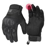 KEMIMOTO Tactical Gloves for Men, Touchscreen Motorcycle Gloves with Hard Shell & Palm Padding for Sports Motorcycle Cycling Tactical Airsoft Paintball Hunting Hiking Camping Climbing (Black,Large)