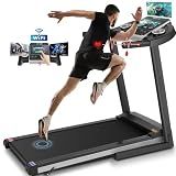 SYTIRY Incline Treadmills for Home with TV Screen and WiFi, 3.5HP Smart Walking Pad Treadmill with Incline, Heavy Duty Foldable Electric Running Machine with 10” Touchscreen, 3D Virtual Sports Scenes