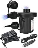 Nedyfix Inflatable Electric Air Pump, 110V AC/12V DC, 3 Nozzles, Black