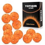 YOTIGER Pickleball Balls, 12 Pack 40 Holes Outdoor Pickle Balls, High Visibility and Bounce, Stylish and Durable Pickle Ball for All Style Pickleball Paddles & All Skill Levels