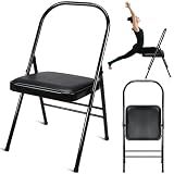 RattanView Yoga Auxiliary Chair with Lumbar Back Support Backless, Black