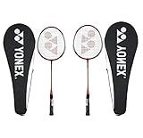 Yonex GR 303 Badminton Racket 2018 Professional Beginner Practice Racquet with Face Cover Steel Shaft - Pack of 2