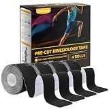 Dimora Precut Kinesiology Tape, Black, 4 Rolls, 80 Strips, 10 Inches Each