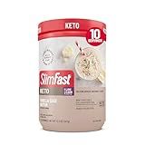 SlimFast Keto Meal Replacement Powder, Keto Meal Replacement Shake, Low Carb, Whey Protein, Collagen Protein, Grass Fed Butter, Weight Loss Shakes Powder, Gluten Free, Vanilla Cake Batter, 10 Servings