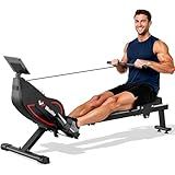 Winfita Rowing Machines for Home,Quiet Resistance Magnetic Rower Machine with 32 Levels,350lb Weight Capacity,Compact Dual Slide Rail,LED Monitor & Comfortable Seat,App Supported&Tablet Holder