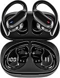Wireless Earbuds Bluetooth Headphones, 54H Playtime Stereo Over Ear Buds with ENC Noise Cancelling, LED Power Display, IPX7 Waterproof Sport Earphones with Earhooks for Running/Workouts (Black)