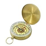 HKSWUTKW Handcrafted Solid Brass Pocket Compass, 1.8" Mini Navigation Tool for Hiking, Survival & Collectors – Engravable, Waterproof, Gift Box Included (Antique Finish)
