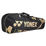 YONEX Badminton Kitbag BT5 | 2 Zipper Compartment for Storage of 3 Rackets and Clothes|, Black Gold, Small, Luxurious