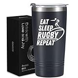 Onebttl Rugby Gifts - Eat Sleep Rugby Repeat, Coach Gifts for Men, 20 oz Travel Tumbler With Lid and Straw, Gift Box and Card Included