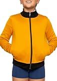 STRETCH IS COMFORT Girl's Warm Up Techno Jacket Mustard Yellow Black Pop Small