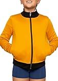 STRETCH IS COMFORT Girl's Warm Up Techno Jacket Mustard Yellow Black Pop Small