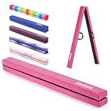 ZELUS 8' Folding Gymnastics Balance Beam, Floor Balance Beam w/Carry Handles Anti-Slip Base, Beginners & Professional Gymnasts (8 ft, Pink)