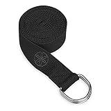 Gaiam Yoga Strap 8ft Stretch Band with Adjustable Metal D-Ring Buckle Loop - Exercise & Fitness Stretching for Yoga, Pilates, Physical Therapy, Dance, Gym Workouts (Black)