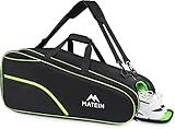 MATEIN Tennis Bag 6 Rackets, Extra Large Protective Convertible Racquet Bag with Shoes Compartment for Men Women, Racket Backpack with Cooler Pocket & Removeable Shoulder Strap for Sport Equipment