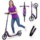 Skidee Kick Scooter for Kids Ages 6+ - Adjustable Handlebar Up to 41" High, Large Wheels, Anti-Shock Suspension - Foldable, Lightweight Scooters for Kids, Teens & Adults, Max Load 220 Lbs