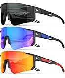 QALLY Polarized Sports Sunglasses for Men Women, UV400 Protection Mens Sunglasses Wrap Around Sun Glasses for Cycling Running