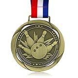 YUJUE Bowling Medals - 3.34 Inch Wide Championship Medals, Bowling Trophy Medals for Bowling Tournament, Party, Club or Celebration Souvenirs