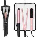 Youlyveaw 2-in-1 Heat Resistant Mat & Bag, Oversized Curling Iron Holder Pad, Portable Travel Storage Cover Pouch for Flat Iron, Hair Straightener & Hot Hair Styling Tools