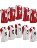 10 Pack Men's Reversible Custom Basketball Jerseys (Red/Wht, with Numbers)