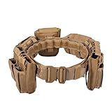 YAKEDA Tactical Battle Belts for Men- Quick Release Trigger Airsoft Belt Heavy Duty Belts with Pouches 7 PCS (Tan)