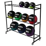 DECORDEEP Medicine Ball Rack, Heavy Duty Medicine Ball Storage Stand, Rolling Med Ball Holder and Organizer for Home, Gym