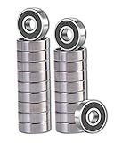 SHKI 20 Pcs 608 2RS Ball Bearings – Bearing Steel and Double Rubber Sealed Miniature Deep Groove Ball Bearings (8mm x 22mm x 7mm) (608 2RS)