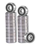 SHKI 20 Pcs 608 2RS Ball Bearings – Bearing Steel and Double Rubber Sealed Miniature Deep Groove Ball Bearings (8mm x 22mm x 7mm) (608 2RS)