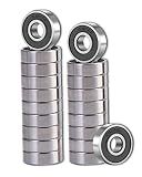 SHKI 20 Pcs 608 2RS Ball Bearings – Bearing Steel and Double Rubber Sealed Miniature Deep Groove Ball Bearings (8mm x 22mm x 7mm) (608 2RS)