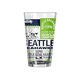 FANMATS NFL Seattle Seahawks Super Bowl 60 Champions 16 oz Pint Glass – Team Roster Design, 16 Fluid Ounces, Glass