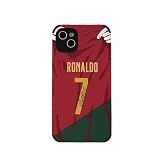 Slrioks Ronaldo Jersey Phone Case Creative Soccer Case for iPhone 13 Thin Soft Imitation Leather Shockproof