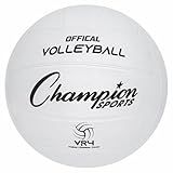 Champion Sports Rubber Volleyball, Official Size, for Indoor and Outdoor Use - Durable, Regulation Volleyballs for Beginners, Competitive, Recreational Play - Premium Volleyball - White, VR4, 1 Set