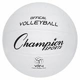 Champion Sports Rubber Volleyball, Official Size, for Indoor and Outdoor Use - Durable, Regulation Volleyballs for Beginners, Competitive, Recreational Play - Premium Volleyball - White, VR4, 1 Set