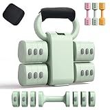 2-in-1 Adjustable Dumbbell Set for Women - 4 Levels (2.2lbs to 12.1lbs) - Home Gym Weights for Women at Home - Fitness Dumbbells
