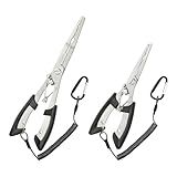 HAMMER IRON ALLEY 2PCS Stainless Steel Fishing Pliers with Lanyard, HIA Needle Nose Pliers Fishing Hook Remover, Great for Saltwater and Freshwater