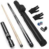 lotmusic Premium Pool Stick with Telescopic Cue Stick Extension, 58 Inch Professional Pool Cue Stick Set with Black Leather Carry Bag & Billiards Accessories.