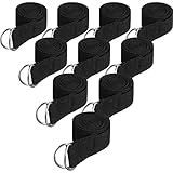 Jerify 10 Pcs Yoga Strap for Stretching Bulk 6ft Exercise Stretch Band with Metal D Ring Adjustable Pilates Non Elastic Yoga Belt for Women Men Physical Fitness Gym Workout Dance (Black)
