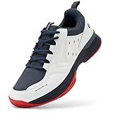 FitVille Wide Tennis Shoes for Men Pickleball Shoes Sneakers | Court Racquetball Athletic Shoes for Racquet Sport | Wide Toe Box & Arch Support (8.5 Wide, White & Navy Blue)