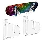 BiJun Skateboard Wall Mount, Snowboard Wall Mount Display, Acrylic Horizontal Skateboards Rack, Skateboard Storage Hanger (Transparent)
