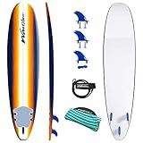 Wave Storm 8ft Surfboard // Foam Wax Free Soft Top Longboard for Adults and Kids of All Levels of Surfing,Mix,AZ22-WSSF800-B