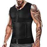 Cimkiz Mens Sweat Sauna Vest for Waist Trainer Zipper Neoprene Tank Top, Adjustable Sauna Workout Zipper Suit (Black, XX-Large)