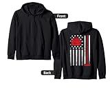 USA curler Broom Winter ice Sports American Flag Curling Zip Hoodie