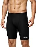 RIKUAOU Men's Athletic Swim Jammers, Square Leg Quick Dry Swim Shorts, UPF 50+ Swimsuit for Lap Swimming Training Surf, 9 inch Black