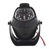 Geloo Boat Compass - Flush Mount & Surface Mount Electronic Compass with Light, Pivoting Navigation for Boat & Car Dashboard